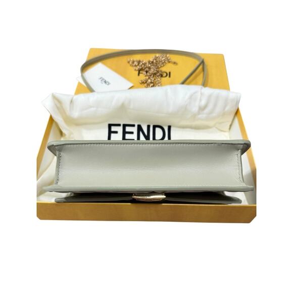 Fendi Wallet on Chain Baguette FF Leather Sage Green Crossbody Shoulder Bag - Picture 7 of 9